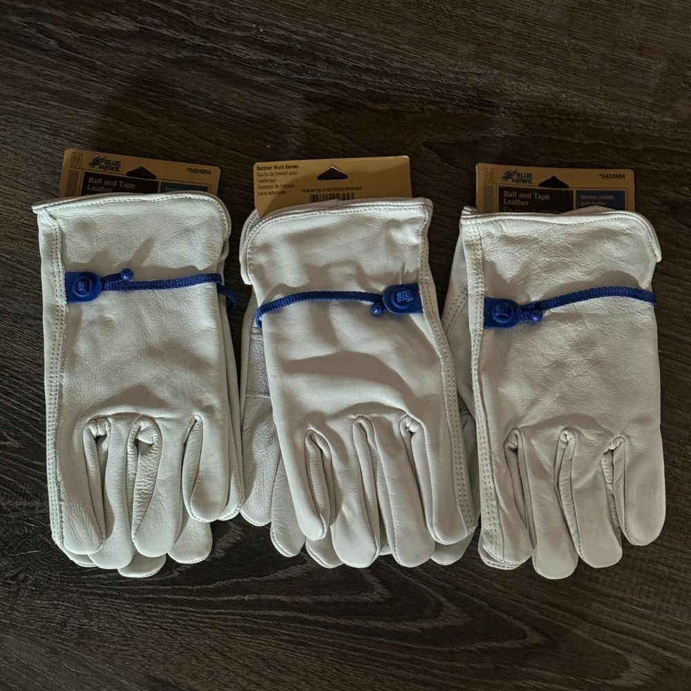 3 pairs 🛠️ Premium Cowhide Leather Work Gloves 🧤 Durable & Comfortable Fit